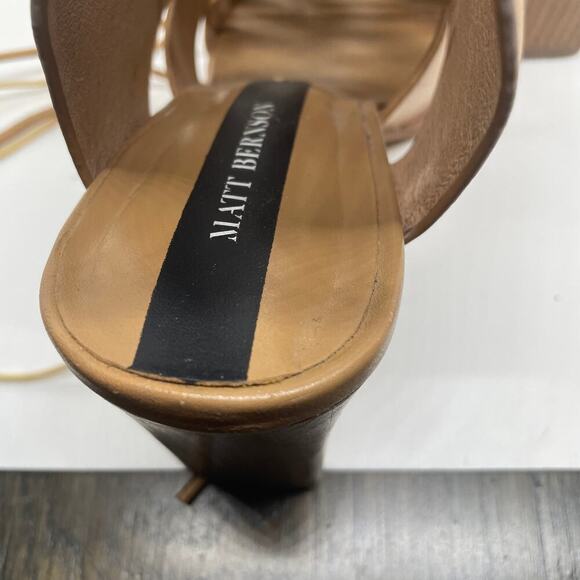 Matt Bernson Miro Heel Sandal Tan Leather Lace-up Front Closure size 9 - Picture 8 of 11